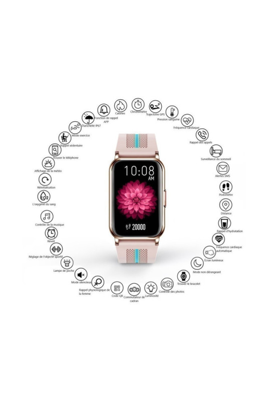 Montre connectée multifonctions Rose 1,57 pouces