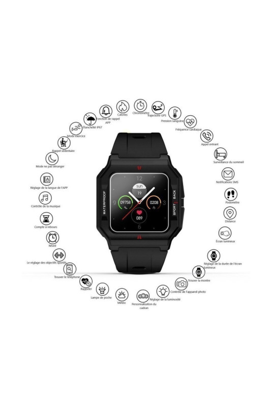 Montre connectée multifonctions Noir 1,3 pouce
