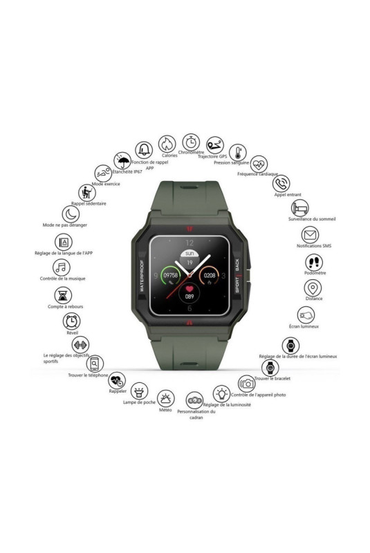 Montre connectée multifonctions Vert 1,3 pouce