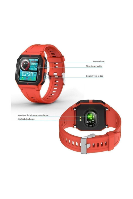 Montre connectée multifonctions Rouge