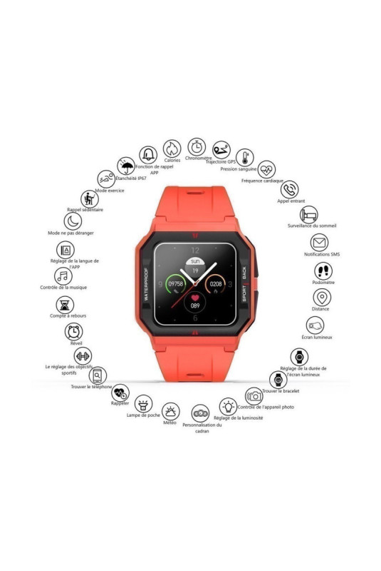 Montre connectée multifonctions Rouge