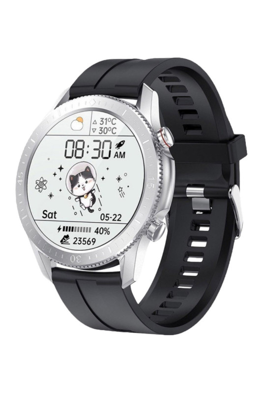 Montre connectée multifonctions Noir et argent 1,3 pouce