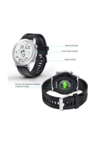 Montre connectée multifonctions Noir et argent 1,3 pouce