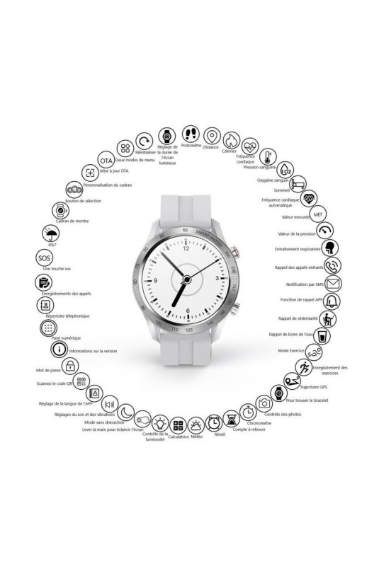 Montre connectée multifonctions gris 1,3 pouces