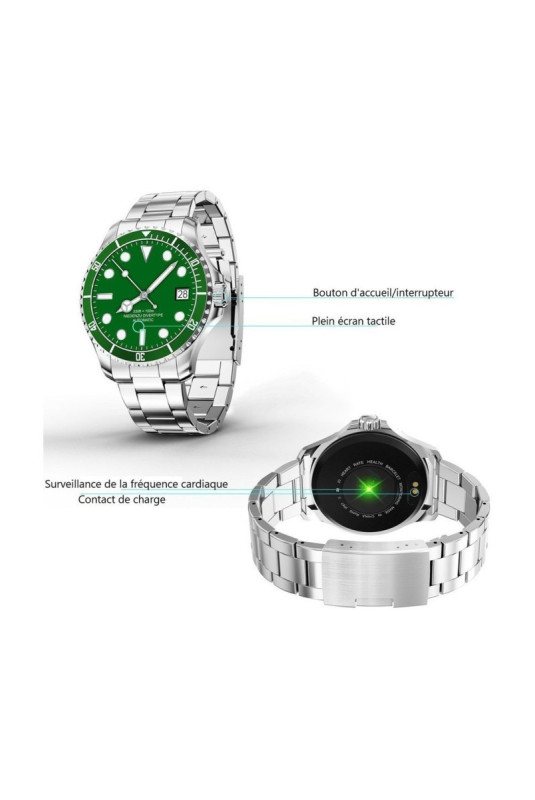 Montre connectée multifonctions Argent 1,28 pouce