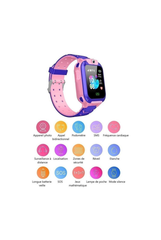 Montre connectée multifonctions enfant Rose 1,44 pouce