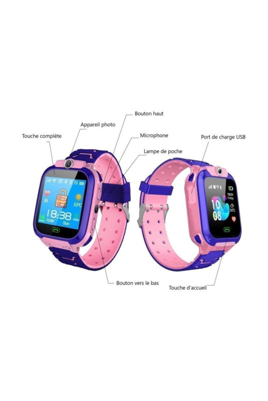 Montre connectée multifonctions enfant Rose 1,44 pouce