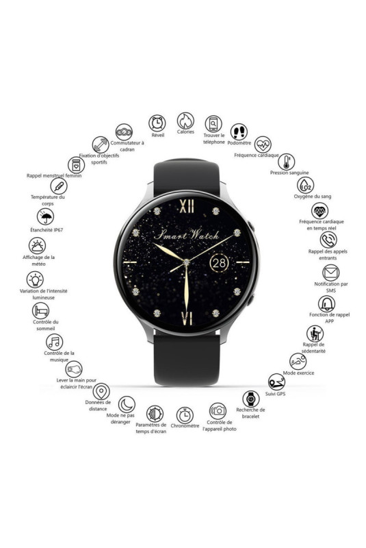 Montre connectée multifonctions Noir
