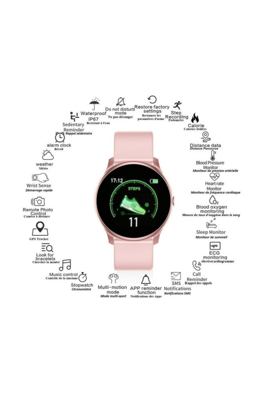 Montre Gps  Multisport Compatible Ios&Android - Rose