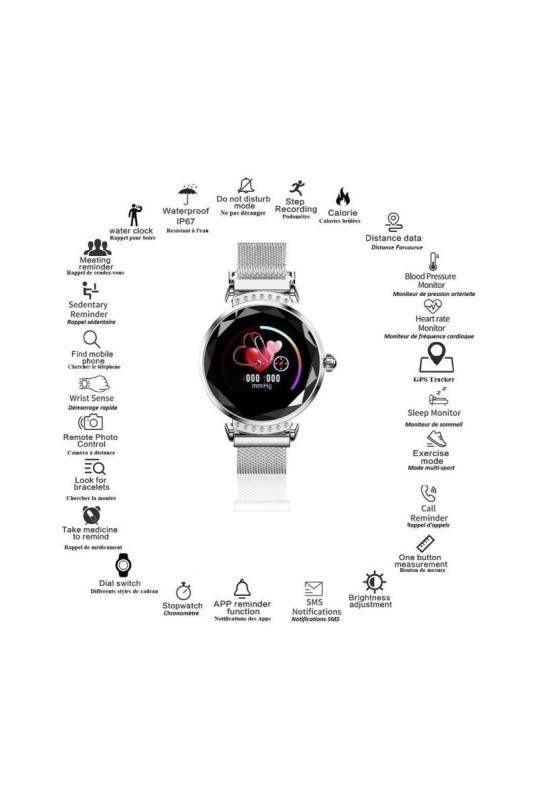 Montre Fashion Gps Multifonction Compatible Ios&Android - Argent