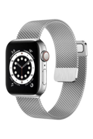 Bracelet compatible Apple Watch maille milanaise acier gris 38/40/41 mm