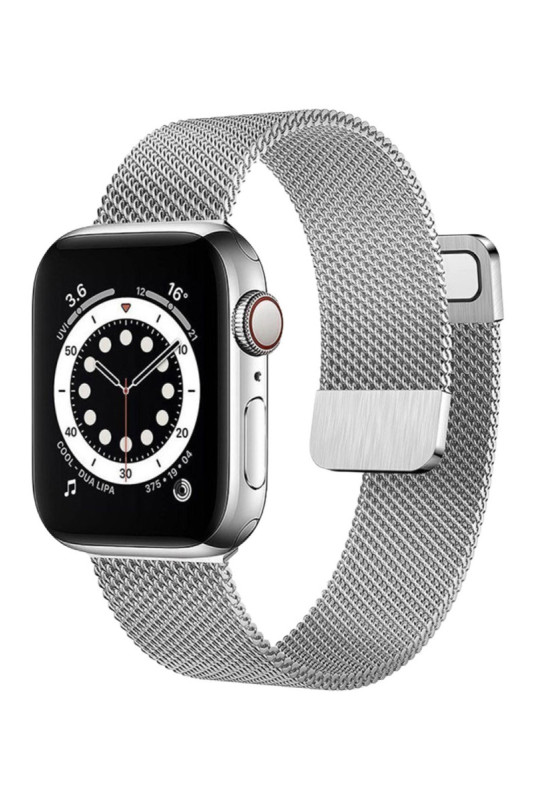 Bracelet compatible Apple Watch maille milanaise acier gris 38/40/41 mm