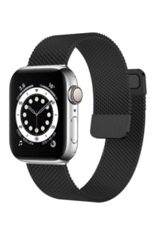 Bracelet compatible Apple Watch maille milanaise noir 38/40/41 mm