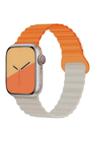 Bracelet compatible Apple Watch réversible beige et orange 38/40/41 mm