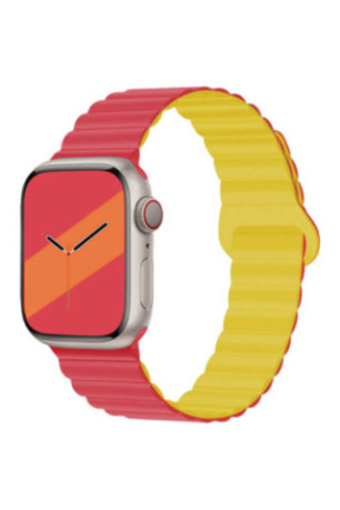 Bracelet compatible Apple Watch réversible fushia et jaune 38/40/41 mm