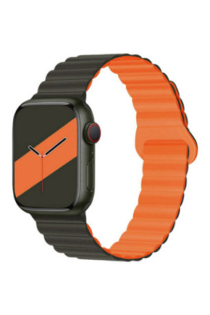 Bracelet compatible Apple Watch réversible noir et orange 42/44/45/49 mm