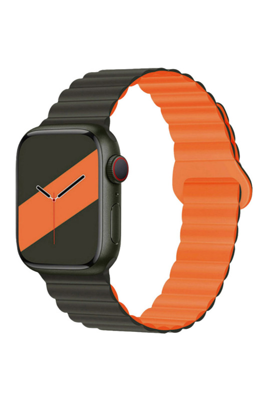 Bracelet Compatible Apple Watch 42/44/45/49 Mm - Noir/Orange