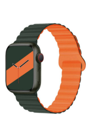 Bracelet compatible Apple Watch Vert foncé et orange 42/44/45/49 mm