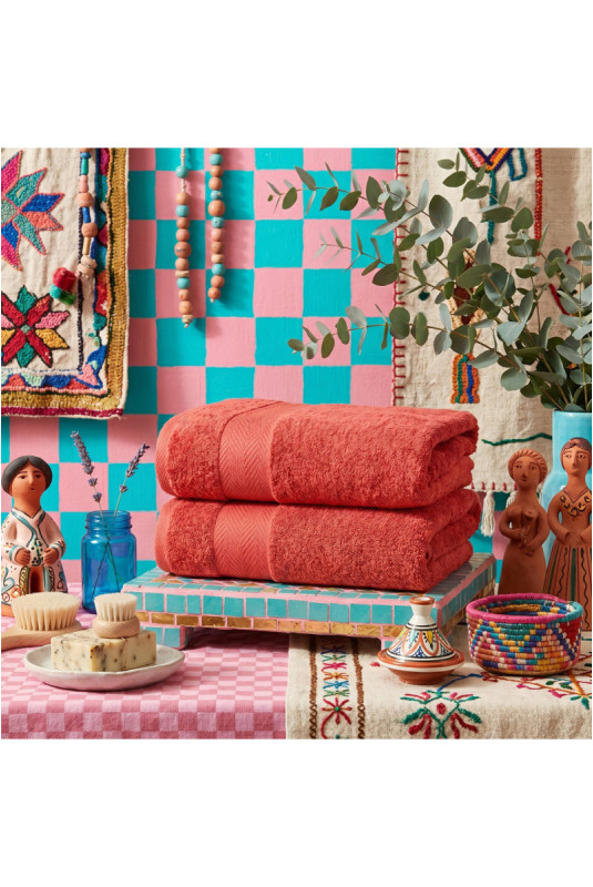 Ensemble de serviettes de bain (2 pièces) - Tuile rouge