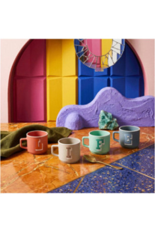 Ensemble de tasses (5 pièces) - Orange Gris Bleu Vert