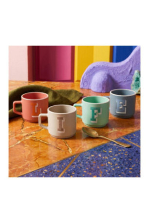 Ensemble de tasses (5 pièces) - Orange Gris Bleu Vert