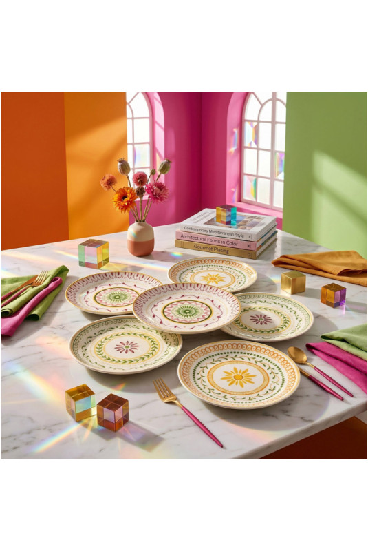 Ensemble d'assiettes à dessert (6 pièces) - Multicolore
