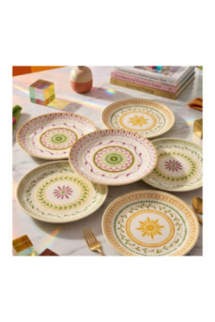 Ensemble d'assiettes à dessert (6 pièces) - Multicolore
