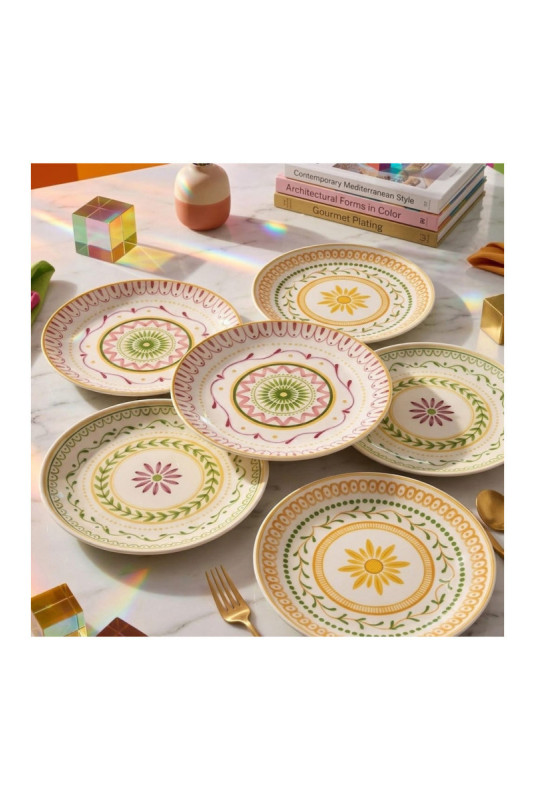 Ensemble d'assiettes à dessert (6 pièces) - Multicolore