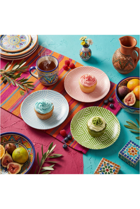 Ensemble d'assiettes à dessert (6 pièces) - Rose Bleu Vert