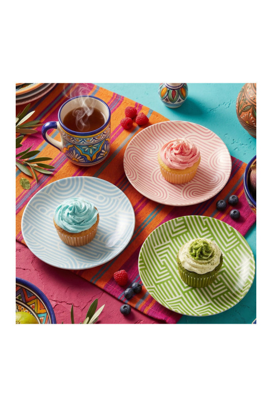 Ensemble d'assiettes à dessert (6 pièces) - Rose Bleu Vert