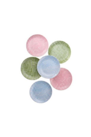 Ensemble d'assiettes à dessert (6 pièces) - Rose Bleu Vert