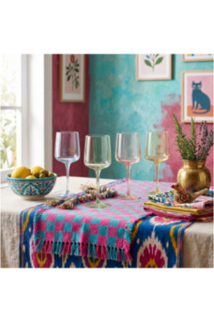 Ensemble de verres à vin (4 pièces) - Saumon Jaune Bleu Vert