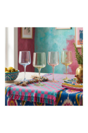 Ensemble de verres à vin (4 pièces) - Saumon Jaune Bleu Vert