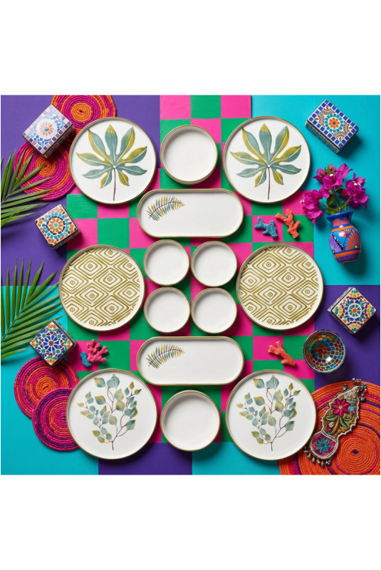 Ensemble petit-déjeuner (14 pièces) - Multicolore