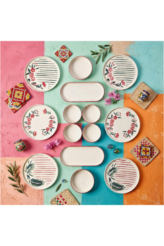 Ensemble petit-déjeuner (14 pièces) - Multicolore