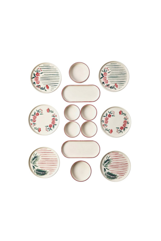 Ensemble petit-déjeuner (14 pièces) - Multicolore