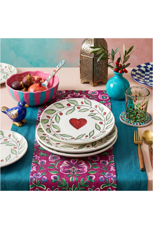 Ensemble d'assiettes (6 pièces) - Blanc Rouge Vert