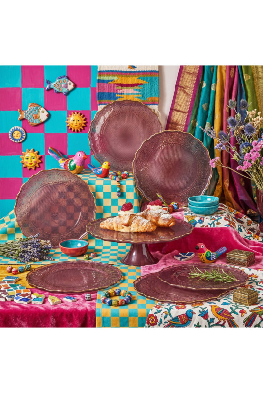 Service d'assiettes à dessert (7 pièces) - Prune