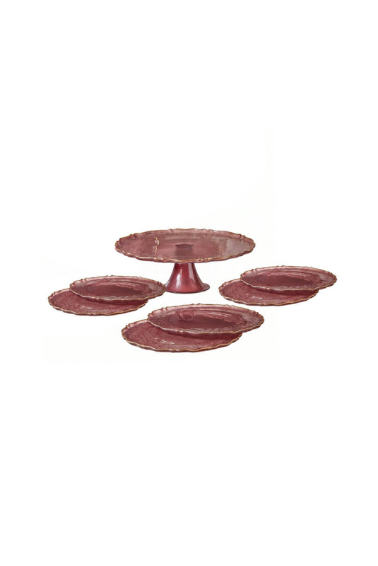 Service d'assiettes à dessert (7 pièces) - Prune