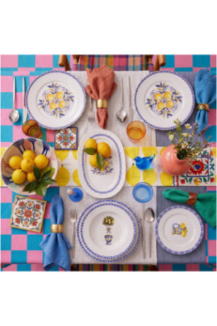 Service de table (26 pièces) - Blanc Jaune Bleu