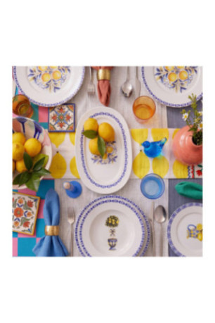Service de table (26 pièces) - Blanc Jaune Bleu