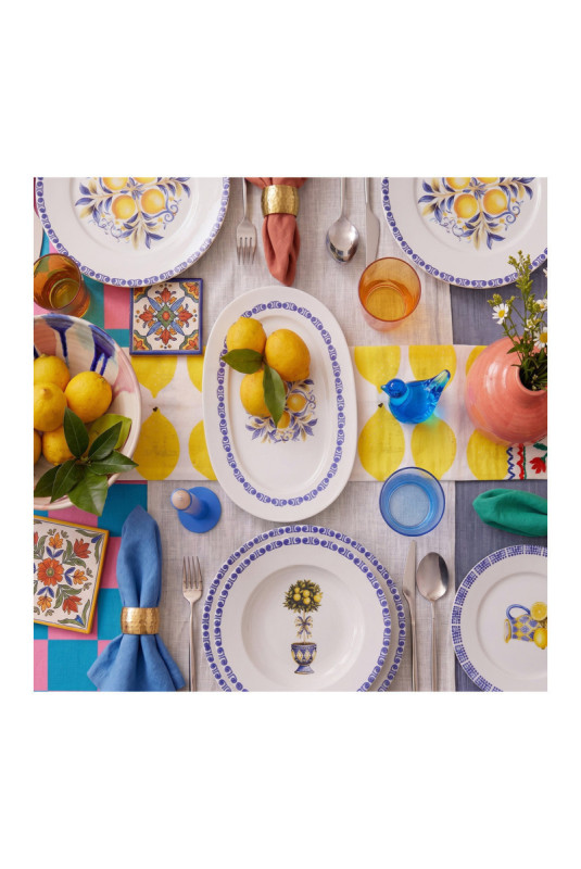 Service de table (26 pièces) - Blanc Jaune Bleu