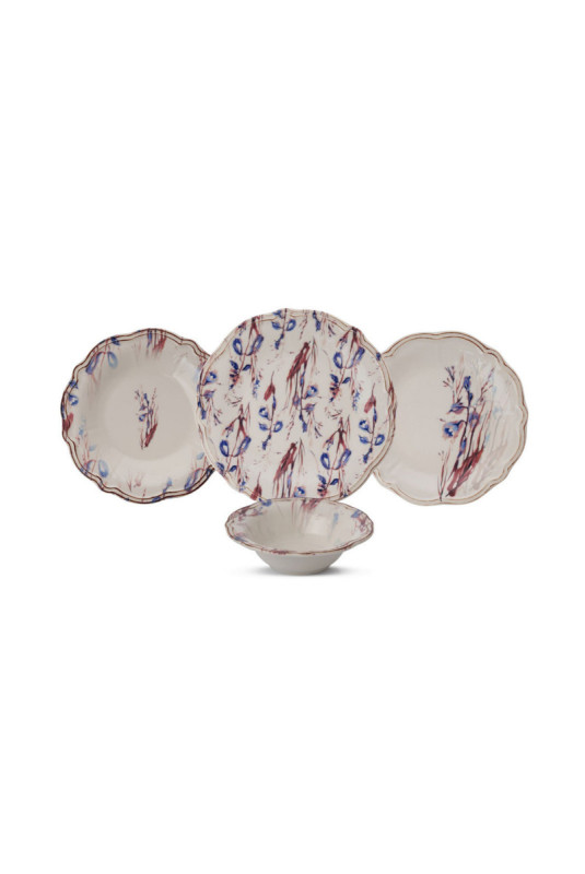 Service de table (24 pièces) - Bleu marine bordeaux