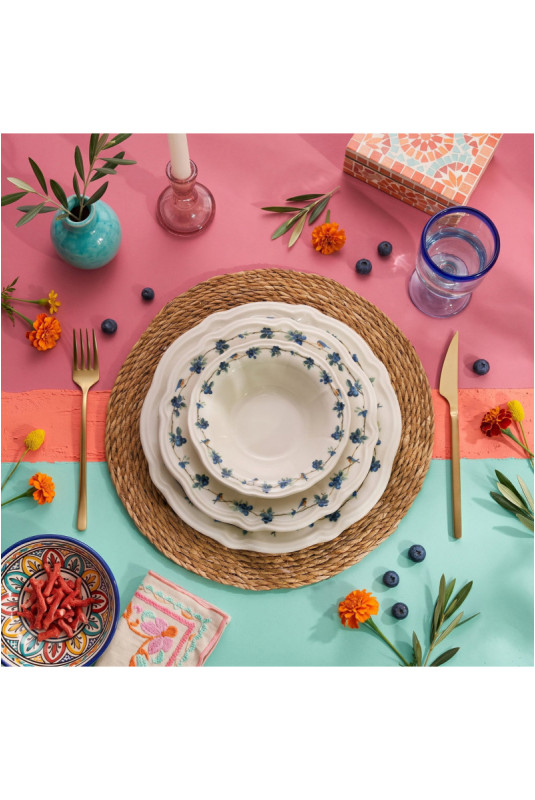 Service de table (24 pièces) - Blanc Bleu Vert