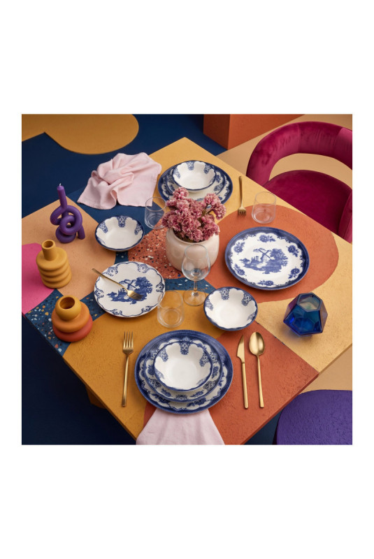 Service de table (24 pièces) - Blanc Bleu