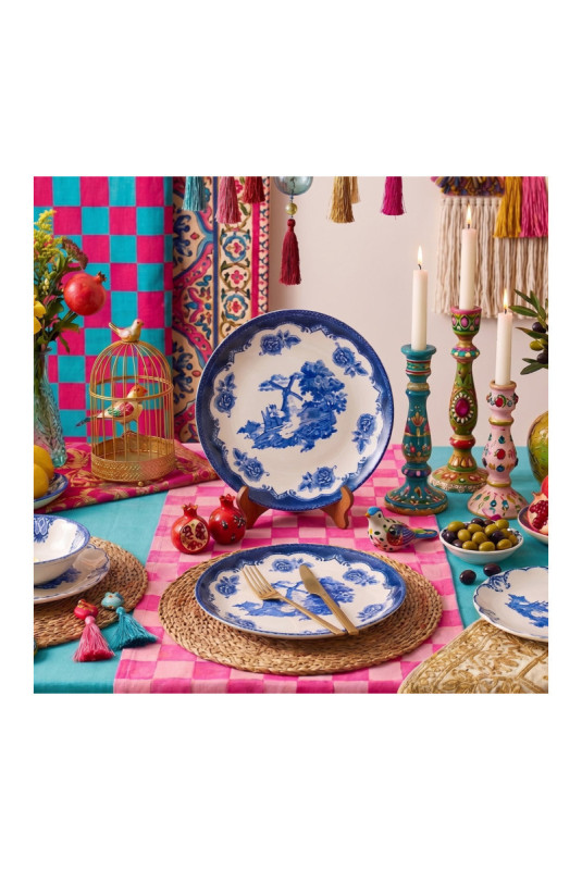Service de table (24 pièces) - Blanc Bleu