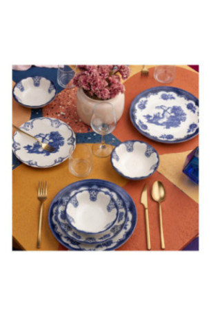 Service de table (24 pièces) - Blanc Bleu