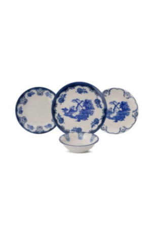 Service de table (24 pièces) - Blanc Bleu