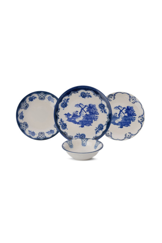 Service de table (24 pièces) - Blanc Bleu