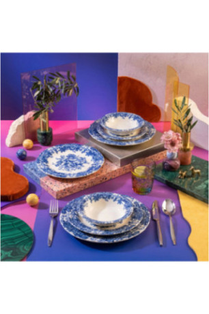 Service de table (24 pièces) - Blanc Bleu